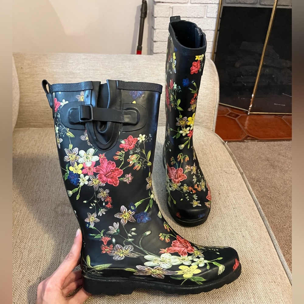 Floral rain or yard boot